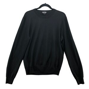 Tom Ford Pullover Crew Neck Sweater Jumper Mens Large Black Classic Minimalist